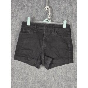 Universal Thread Black High Rise Midi Shorts Womens Sz 2R Raw Hem Denim Cutoffs